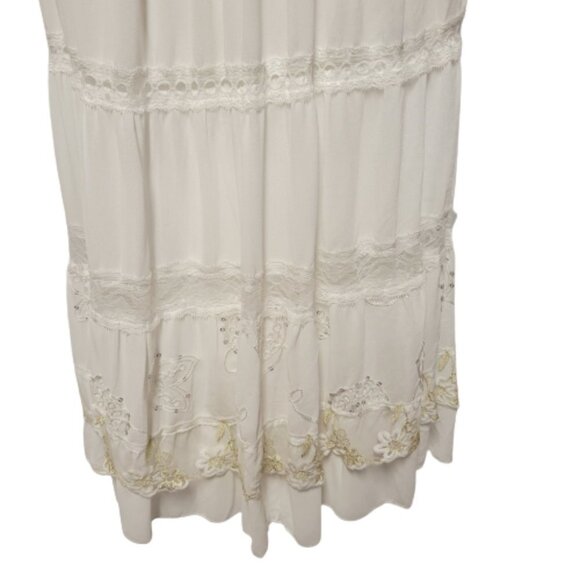 White Lace Skirt Gold Sequin Elastic Waist Pleated Skirt Sizes XL and Size XXL - Picture 10 of 16